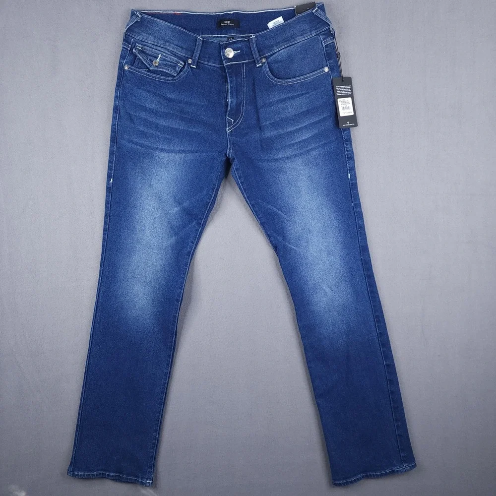 True Religion Ricky Straight Jeans Mens‎ 32x34 Blue Flap Pocket Y2K Streetwear
